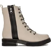 Rieker Damen Schuhe aus Naturleder, beige, mit Reißverschluss, 2/3,5 cm Plattformhöhe und synthetischem Schaffellfutter