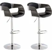 CLP 2er Set Barhocker Kingston Kunstleder schwarz/grau