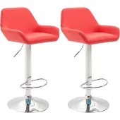 CLP 2er Set Barhocker Braga Kunstleder drehbar und höhenverstellbar rot Gestell Farbe chrom
