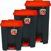 Floordirekt Mülleimer Olaf für Haushalt, Büro & Gewerbe viele Farben & Größen Rot 80 Liter