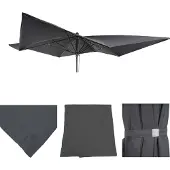 Mendler Ersatz-Bezug für Luxus-Sonnenschirm MCW-A37, Sonnenschirmbezug Ersatzbezug, 3x3m (Ø4,24m) Polyester anthrazit