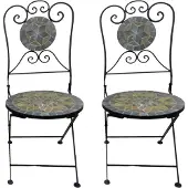 Mojawo 2er Mosaik Klappstuhl Bistrostuhl Balkonstuhl Gartenstuhl Stern Design
