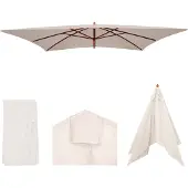 Mendler Ersatz-Bezug für Holz-Sonnenschirm Lissabon 2x3m, Sonnenschirmbezug Gartenschirmbezug creme