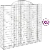 vidaXL Gabionen mit Hochbogen 8 Stk. 200x50x180/200cm Verzinktes Eisen