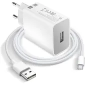 Xiaomi , USB-Ladegerät (18W, MDY-10-EF) mit USB / USB-C Kabel, Weiß