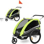 Samax 360° drehbarer Fahrradanhänger 2in1 Jogger - in Grün - Black Edition