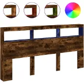 vidaXL LED-Kopfteil mit Ablagen Räuchereiche 200x17x102 cm