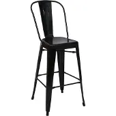 Mendler Barhocker MCW-A73, Barstuhl Tresenhocker mit Lehne, Metall Industriedesign schwarz