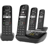 Gigaset AS690A Quattro, Analoges/DECT-Telefon, Kabelloses Mobilteil, 100 Eintragungen, Schwarz
