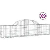 vidaXL Gabionen mit Hochbogen 9 Stk. 200x30x40/60 cm Verzinktes Eisen