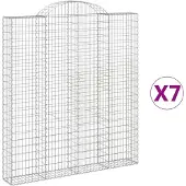 vidaXL Gabionen mit Hochbogen 7 Stk. 200x30x220/240cm Verzinktes Eisen