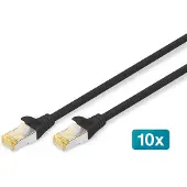 Digitus CAT 6A S/FTP Patchkabel, 10 Stück, 0,25 m, Cat6a, S/FTP (S-STP), RJ-45, RJ-45, Schwarz