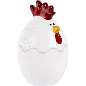 Clayre & Eef Glastopf Huhn Ø 6x9 cm Weiß Glas