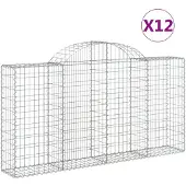 vidaXL Gabionen mit Hochbogen 12Stk. 200x30x100/120cm Verzinktes Eisen