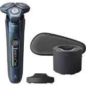 Philips SHAVER Series 7000 S7786/55 Elektrischer Nass- und Trockenrasierer, Rotationstrasierer, Schwarz, Blau, SteelPrecision blades, Edelstahl, Tasten, LED