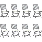 Syfax Klappbare Gartenstühle 8 Stk. mit Kissen Massivholz Akazie