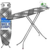 Kadax Klappbares Bügelbrett „Brusand", Dampfbügelbrett mit Metallnetz, 114 cm, Kariert