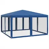 Syfax Partyzelt mit 8 Mesh-Seitenteilen Blau 4x4 m HDPE