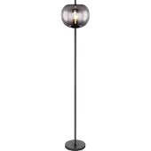 Globo Stehleuchte Metall schwarz, Glas, Fußtrittschalter im Kabel, ø: 300mm, H: 1600mm, Kabellänge 1800mm, exkl. 1x E27 60W 230V