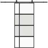 Syfax Schiebetür mit Beschlag Schwarz 90x205 cm Hartglas