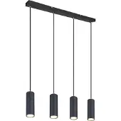 Globo Hängeleuchte Metall schwarz matt, Metall schwarz matt, Kabel PVC schwarz, Höhenverstellbar, LxBxH: 650x60x1200mm, exkl. 4x GU10 35W 230V