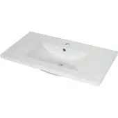 Mendler Waschbecken MCW-D16, Waschtisch Handwaschbecken Möbelwaschtisch Badezimmer Bad, Keramik eckig weiß 92cm 30mm Kante
