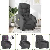The Living Store Massagesessel mit Aufstehhilfe Dunkelgrau Stoff
