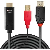 Lindy 41424, 0,5 m, DisplayPort, HDMI + USB, Männlich, Weiblich, Gold