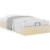 Syfax Ottoman-Bett ohne Matratze Creme 100x200 cm Stoff