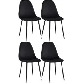 CLP 4er Set Esszimmerstühle Napier gepolstert bis 150 kg belastbar schwarz Material Samt