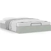 Syfax Ottoman-Bett ohne Matratze Hellgrau 140x190 cm Samt