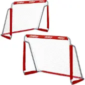 Relaxdays Fußballtor Garten, 2er Set, Kinder & Erwachsene, HBT: 110 x 150 x 75 cm, Metall, stabile Tore für Fußball, rot
