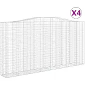 vidaXL Gabionen mit Hochbogen 4 Stk. 400x50x200/220cm Verzinktes Eisen