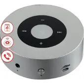 KAMINIO Knister Lautsprecher MORITZ - Kraftvolle Soundbox mit Kaminfeuer-Tönen, Bluetooth, AUX, Mikrofon, Akku - Silber