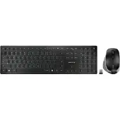 Cherry DW 9500 SLIM, Kabellos, RF Wireless + Bluetooth, Scherenschalter, AZERTY, Schwarz, Grau, Maus enthalten