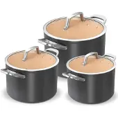 Ninja CW93000DE Premium Keramik grau, Topf-Set, 16 cm, 18 cm und 20 cm Topf