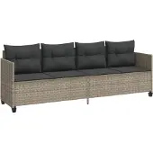 vidaXL Sonnenliege mit Kissen Hellgrau Poly Rattan