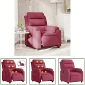The Living Store Massagesessel Elektrisch Weinrot Samt