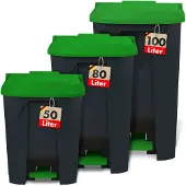 Floordirekt Mülleimer Olaf für Haushalt, Büro & Gewerbe viele Farben & Größen Grün 80 Liter