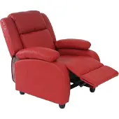 Mendler Fernsehsessel Relaxsessel Liege Sessel Glasgow, Kunstleder rot