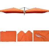 Mendler Sonnenschirmbezug T44, 8 Streben 3x3m Polyester, Ersatz-Bezug für Doppel-Ampelschirm T44 terracotta mit Flap