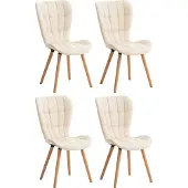 CLP 4er Set Esszimmerstuhl Elda Kunstleder mit robustem Holzgestell creme