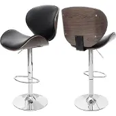 Mendler Barhocker Arklow, Barstuhl, Holz Bugholz Retro-Design grau, Polster schwarz
