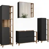 Vicco Badmöbel-Set Karen Sonoma/Anthrazit 4 Teile, Model 55434