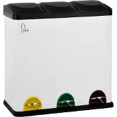 SVITA TC3X20 Treteimer 60 Liter 3x20L dreifach XXL Abfalleimer 3er-Mülleimer Mülltrennung Küchen-Eimer Weiß