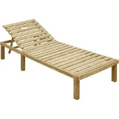 Syfax Sonnenliege, Gartenliege mit verstellbarer Rückenlehne, imprägniertes Kiefernholz, beige Auflage, 200x70 cm, witterungsbeständig