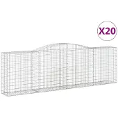 vidaXL Gabionen mit Hochbogen 20 Stk 400x50x120/140cm Verzinktes Eisen