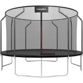 Hudora Trampolin First 400V - Trampolin Outdoor mit UV-stabiler Randabdeckung & Sicherheitsnetz - Gartentrampolin für Kinder & Erwachsene