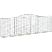 vidaXL Gabione mit Hochbogen 400x30x120/140 cm Verzinktes Eisen