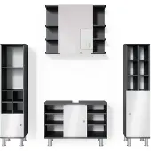 Vicco Badmöbel-Set Fynn Anthrazit 4 Teile, mit Midischränke, Model 34724